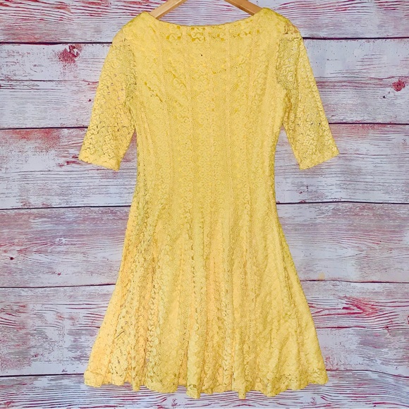 Rabbit Rabbit Rabbit Designs Crochet Stretch Fit and Flare Yellow Dress Small - Picture 2 of 4